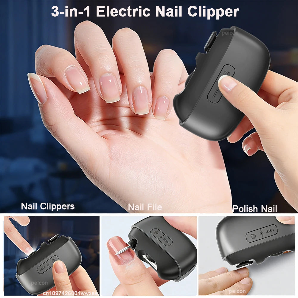 Coupe-Ongles Électrique Rechargeable avec Lumière LED